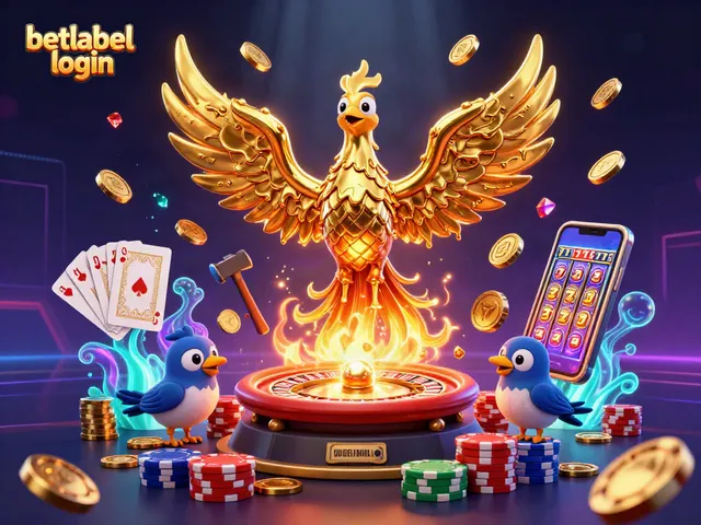 Betlabel login: Engage with casino excitement featuring a golden phoenix and vibrant game elements.